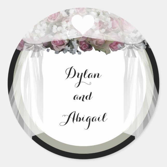 Blush Pink & Dusty Green Wedding Sticker (Vorderseite)