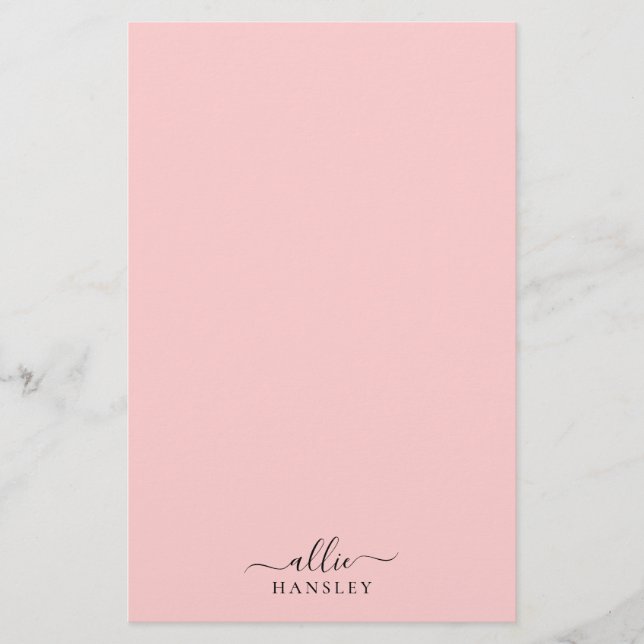 Blush Pink Dusty Pink Moderner Minimalistischer Na Briefpapier (Vorderseite)