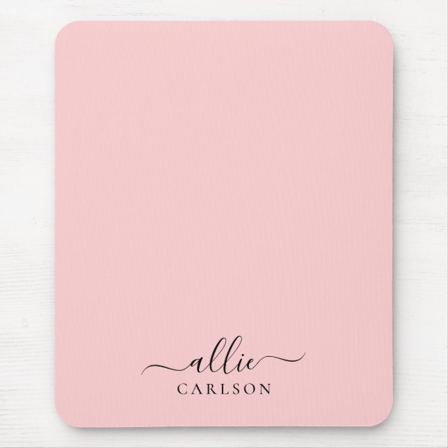 Blush Pink Dusty Pink Moderner Minimalistischer Na Mousepad (Vorne)