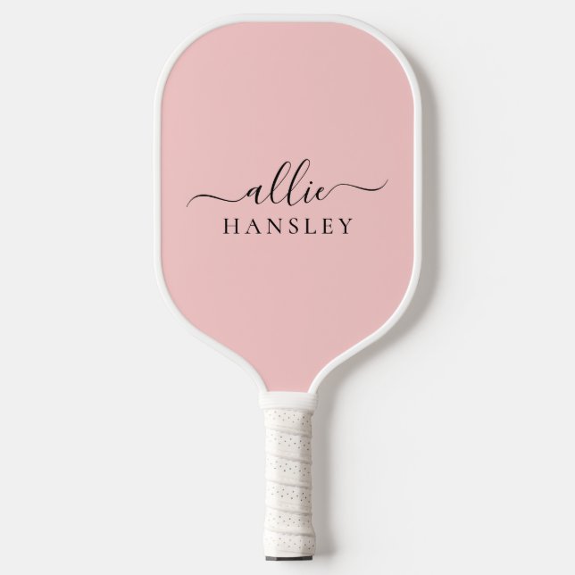 Blush Pink Dusty Pink Moderner Minimalistischer Na Pickleball Schläger (Vorderseite)