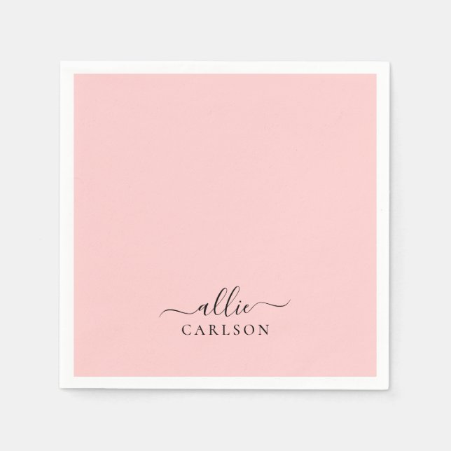 Blush Pink Dusty Pink Moderner Minimalistischer Na Serviette (Vorderseite)