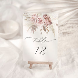 Blush Pink Dusty Rose Bloral Wedding Tischnummer