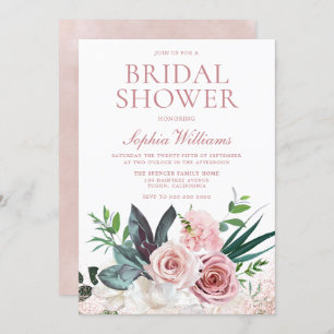 Blush Pink & Dusty Rose Brautparty Einladung