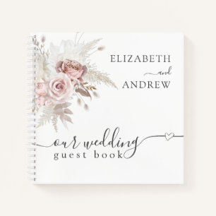 Blush Pink Dusty Rose Floral Wedding Guest Book Notizbuch