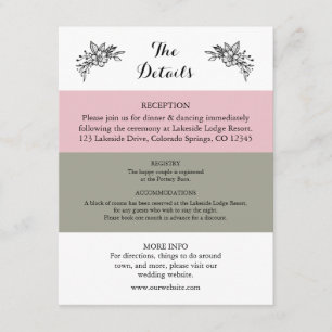 Blush Pink Dusty Sage Green Wedding Card Begleitkarte