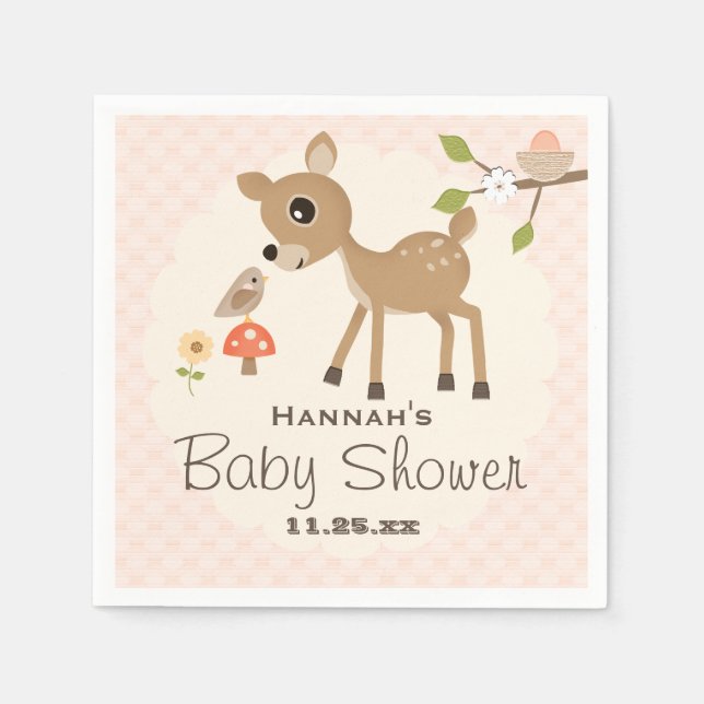 BLush Pink Egg Woodland Deer Baby Dusche Serviette (Vorderseite)