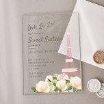 Blush Pink Eiffelturm Weißer Blumenstrauß 16 Acryleinladungen<br><div class="desc">Mit dieser atemberaubenden, gedruckten Sweet 16-Einladung, die für Eleganz und Eleganz konzipiert ist, machen Sie einen bleibenden Eindruck. Diese Einladung aus hochwertigem, klaren Acryl mit Akzenten aus weicher Rose und Elfenbein, eleganten Drehbüchern und einem modernen Layout, das die Schönheit dieses Meilenstein-Festes perfekt erahnen lässt. Im Gegensatz zu digitalen Vorlagen, ist...</div>