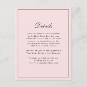 Blush Pink Einfache Elegante Informationen zum Hoc Begleitkarte