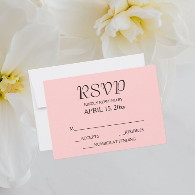 Blush Pink Einfache Hochzeit RSVP Karte (In Situ Wedding)