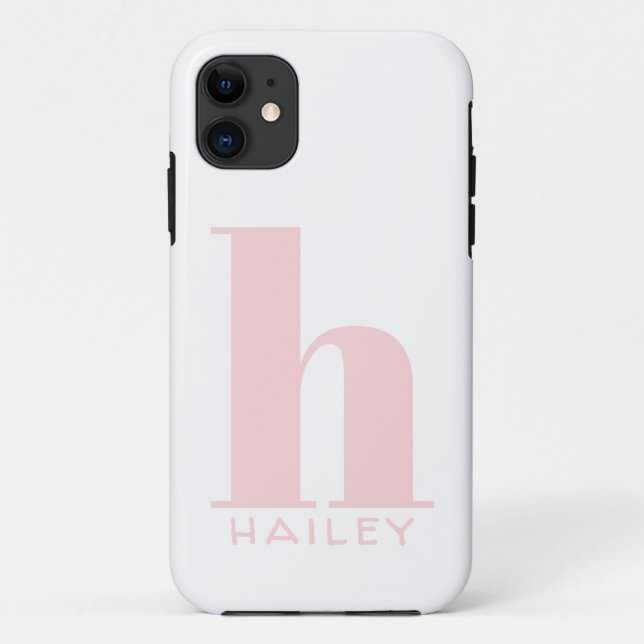 Blush Pink Einfache Monogramm und Name Case-Mate iPhone Hülle (Rückseite)