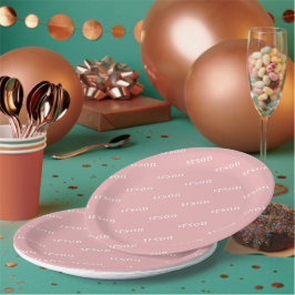 Blush Pink Einfache Personalisierte Wiederholung Pappteller