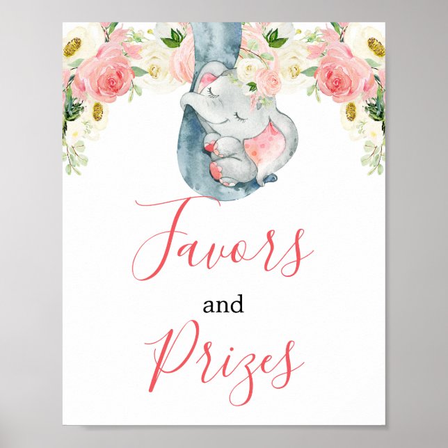 Blush-Pink-Elefant bevorzugt Preisschild Poster (Vorne)