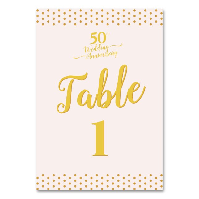 Blush Pink Elegant 50. Hochzeitstag Tischnummer (Vorderseite)
