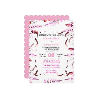 Blush Pink Elegant Gold Wedding Invitation , Whit Einladung