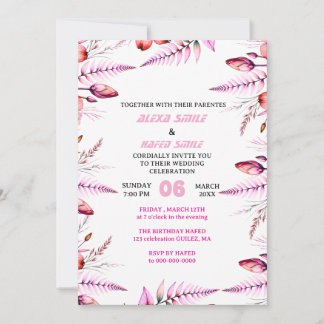 Blush Pink Elegant Gold Wedding Invitation , Whit Save The Date