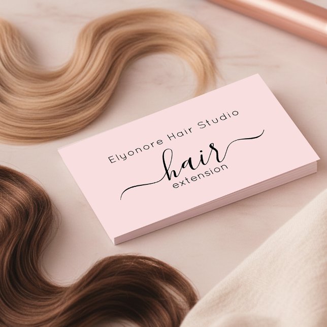 Blush Pink Elegant Script Hair Extension Business Visitenkarte (Von Creator hochgeladen)