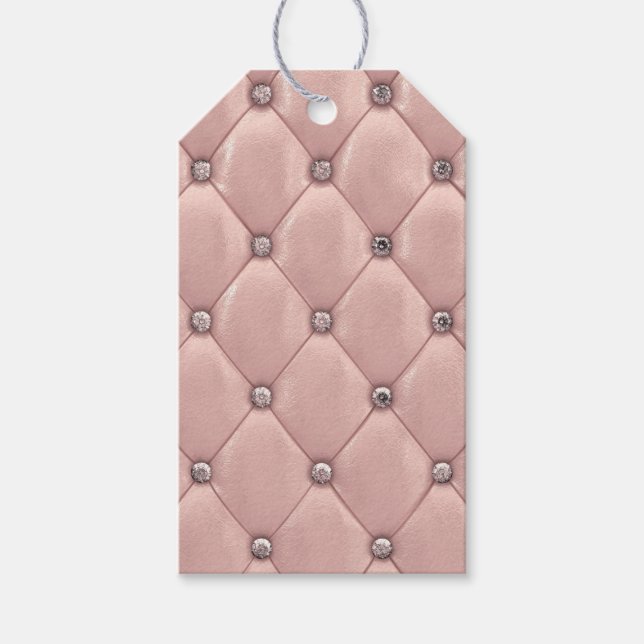 Blush Pink Elegant Tufted Metallic Leder Gefallen Geschenkanhänger (Vorderseite)