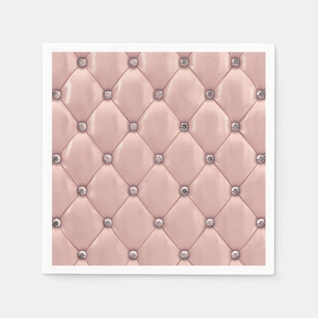 Blush Pink Elegant Tufted Metallic Leder Serviette (Vorderseite)