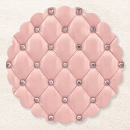 Blush Pink Elegant Tufted Metallic Leder Untersetzer