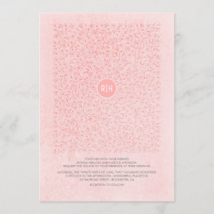 Blush Pink Elegante Vintage Monogramm-Hochzeit in  Einladung