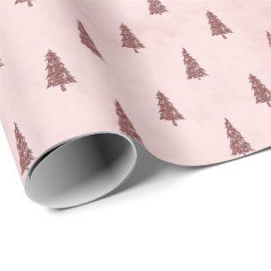 Blush Pink Elegante Weihnachtsbaumen Geschenk Geschenkpapier
