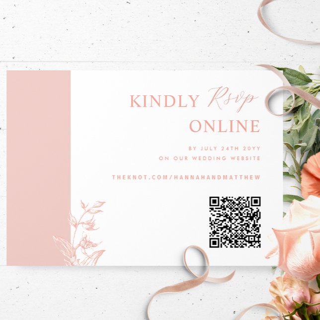 Blush Pink Eleganter QR Code UAWG Wedding Begleitkarte (Von Creator hochgeladen)
