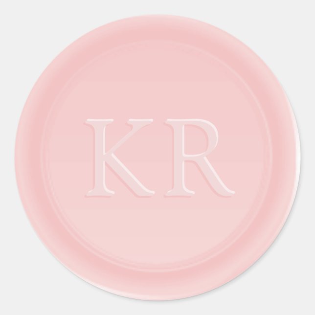 Blush Pink Elegantes Monogram Wax Siegel Runder Aufkleber (Vorderseite)