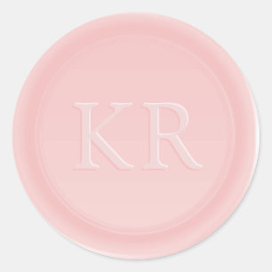 Blush Pink Elegantes Monogram Wax Siegel Runder Aufkleber