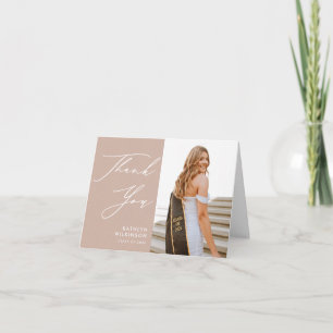 Blush Pink Elegantes Script Einfaches Foto Abschlu Dankeskarte