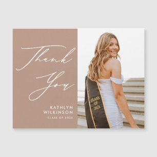Blush Pink Elegantes Script Foto GRAD Vielen Dank Magnetkarte