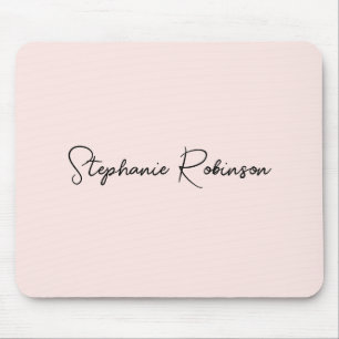 Blush Pink Elegantes Script Personalisiert Monogra Mousepad