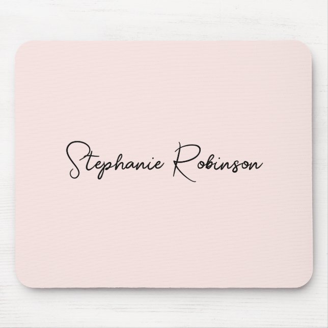 Blush Pink Elegantes Script Personalisiert Monogra Mousepad (Vorne)