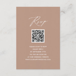 Blush Pink Elegantes Skript Einfache QR Hochzeit R Begleitkarte