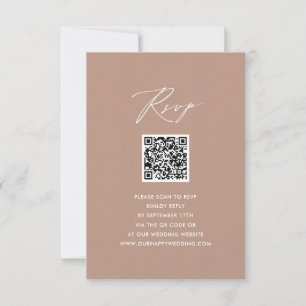 Blush Pink Elegantes Skript Einfache QR Hochzeit R RSVP Karte
