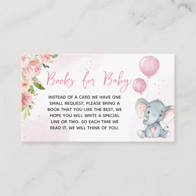 Blush Pink Elephant Baby Duschbücher für Baby Begleitkarte (Vorderseite)