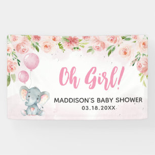 Blush Pink Elephant Baby Dusche Banner