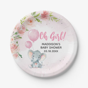 Blush Pink Elephant Baby Dusche Pappteller