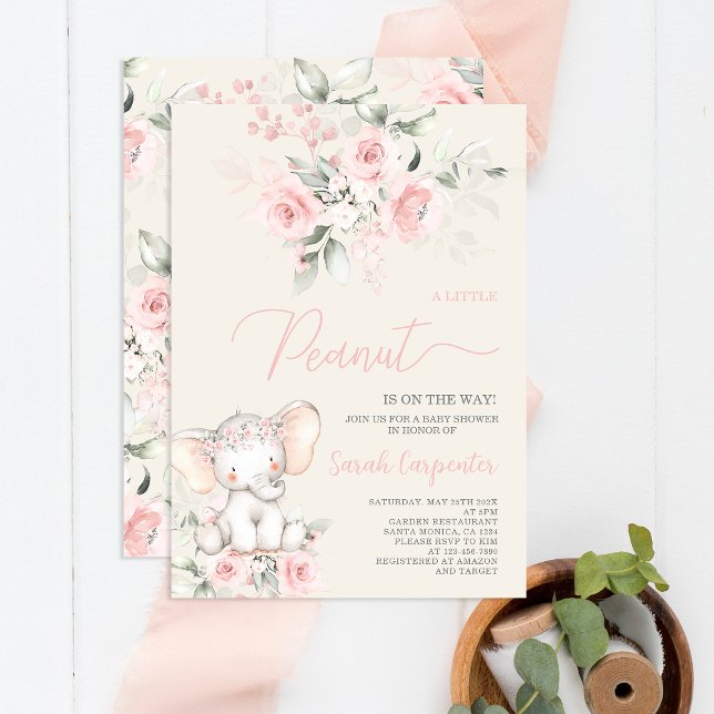Blush pink Elephant Baby Shower Girl Einladung (Von Creator hochgeladen)