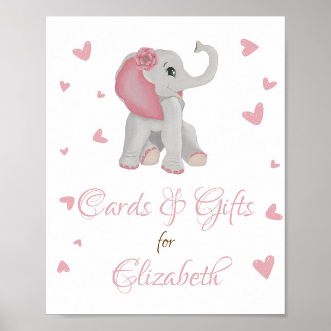 Blush Pink Elephant Gifts & Cards Kinderduschzeich Poster (Vorne)