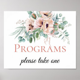 Blush Pink & Elfenbeinblume Hochzeitssignaturen Poster