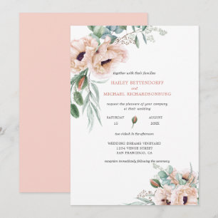 Blush Pink Elfenbeinküste Grüne Weinkultur Einladung