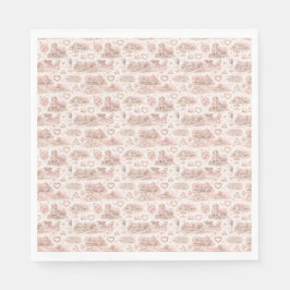 Blush Pink English Village Wedding Watercolor Serviette