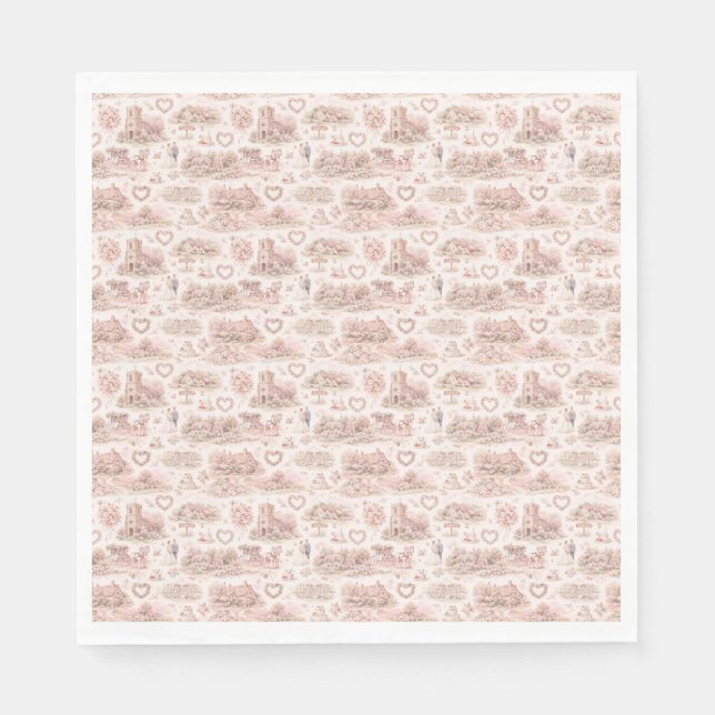 Blush Pink English Village Wedding Watercolor  Serviette (Vorderseite)