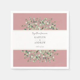Blush Pink Eucalyptus Together Forever Wedding  Serviette