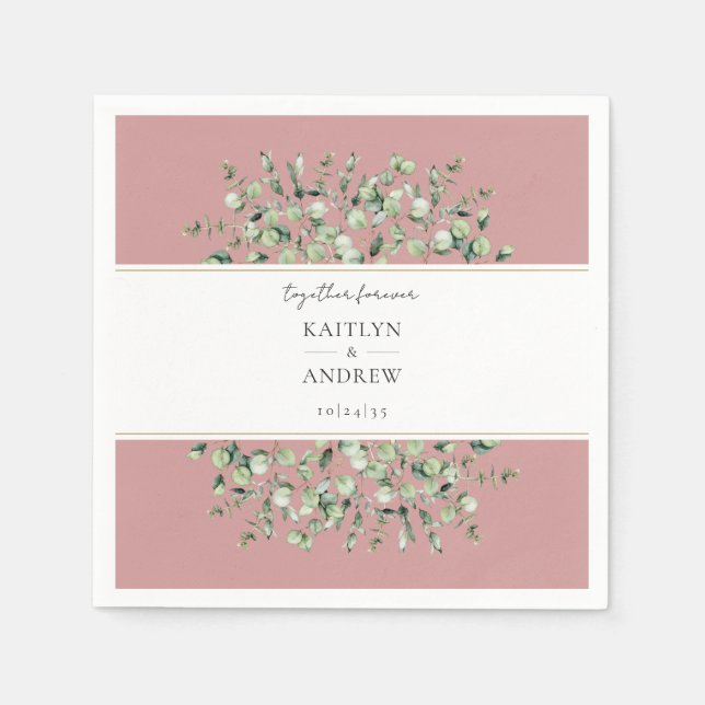 Blush Pink Eucalyptus Together Forever Wedding  Serviette (Vorderseite)