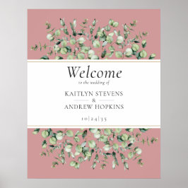 Blush Pink Eucalyptus Wedding Welcome  Poster