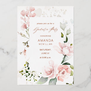 Blush Pink & Eukalyptus Bloral Graduation Party Folieneinladung