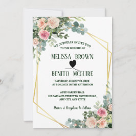 Blush Pink Eukalyptus Floral Geometric Wedding Einladung