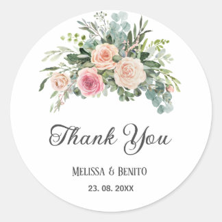 Blush Pink Eukalyptus Greenery Geometric Wedding Runder Aufkleber