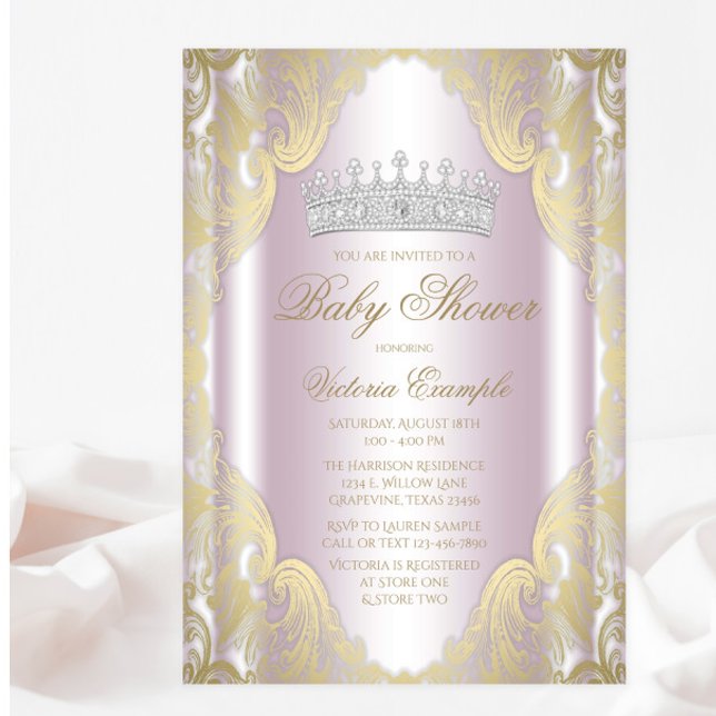 Blush Pink Extravagant Princess Baby Dusche Einladung (You can change all text as needed for your event.)